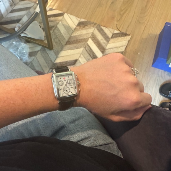 Michele Watch with Black Patent Band (no diamonds) - Picture 2 of 15